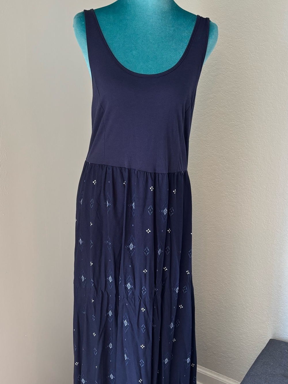 Mudd Navy Sleeveless Maxi Dress with Subtle Embroidered Accents